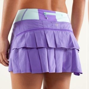 Lululemon Run: Pace Setter Skirt 
Power Purple Bold Stripe Size 10 skort golf